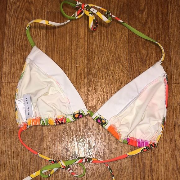 Trina Turk Colorful Abstract String Bikini/ Swim Top - Picture 5 of 6